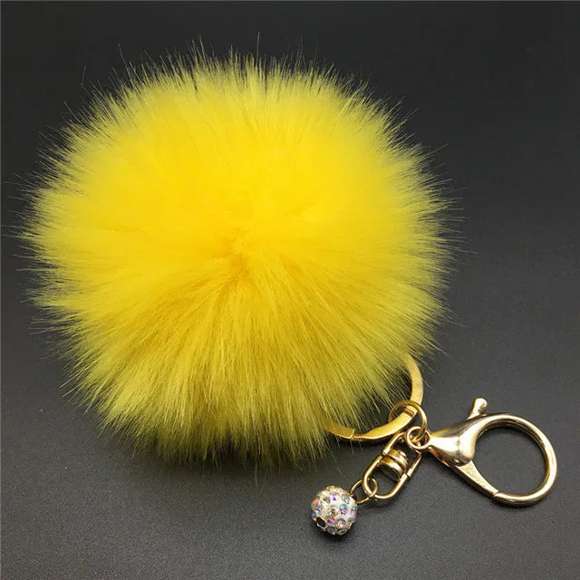 Stylish 8CM Rabbit Fur Fluffy Pompom Ball Handbag Car Pendant Key Chain Keyring