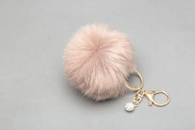 Stylish 8CM Rabbit Fur Fluffy Pompom Ball Handbag Car Pendant Key Chain Keyring