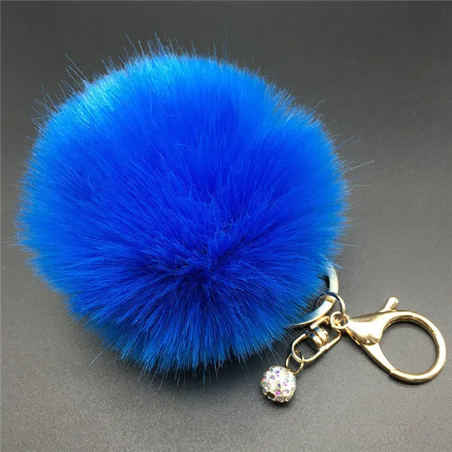 Stylish 8CM Rabbit Fur Fluffy Pompom Ball Handbag Car Pendant Key Chain Keyring