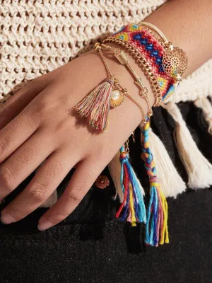 Tassel & Arrow Charm Detail Bracelet Set