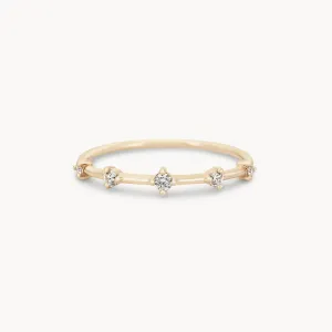 the stars align ring - 14k yellow gold, white diamond