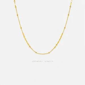 Tiny Disc and Bead Chain Choker Necklace, Unisex, Gold, Silver  (14" 3") SHEMISLI - SN005