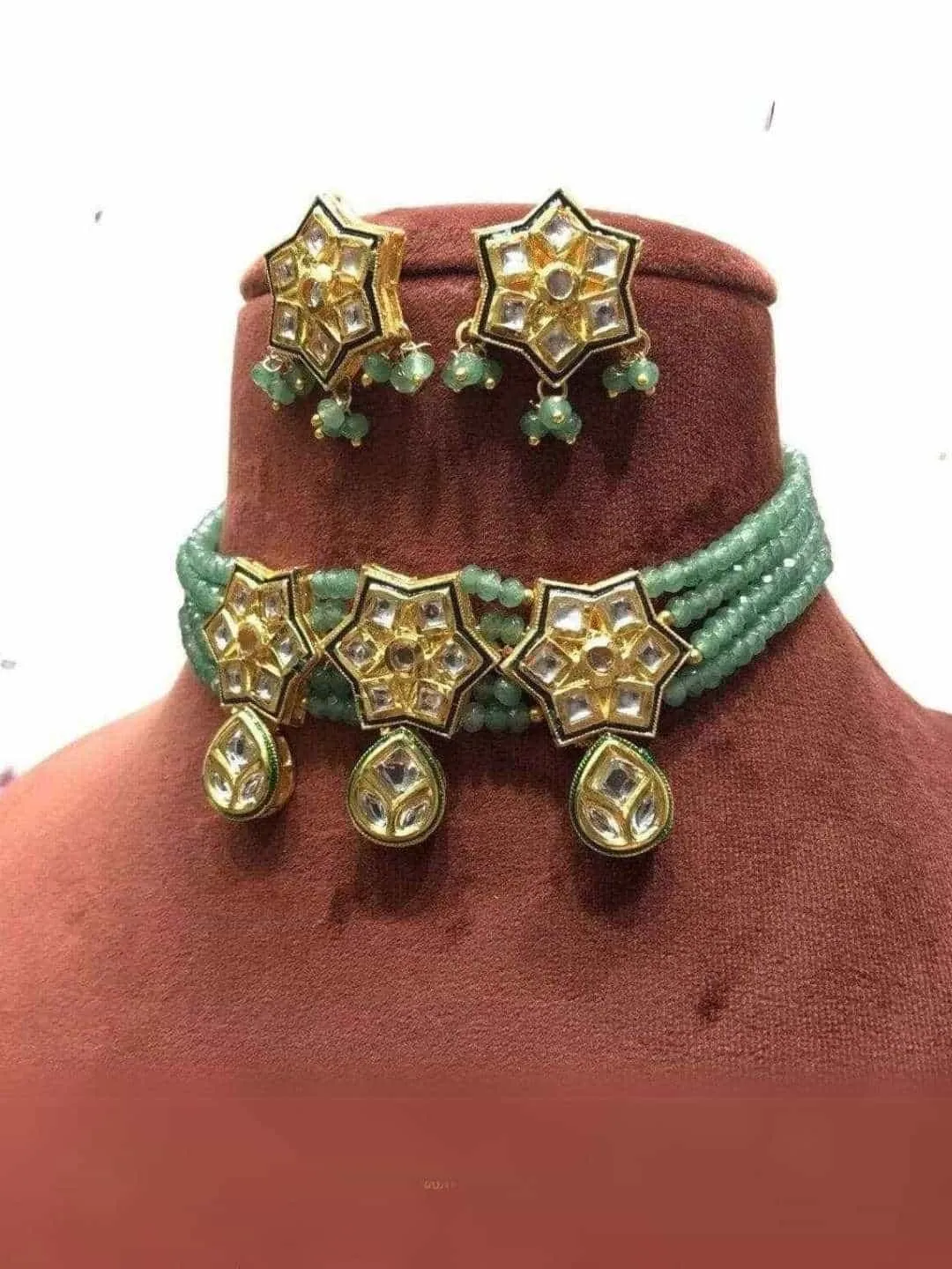 Tiny Elegant Meena Kundan Choker