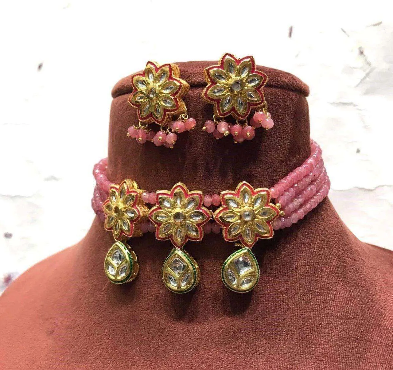 Tiny Elegant Meena Kundan Choker