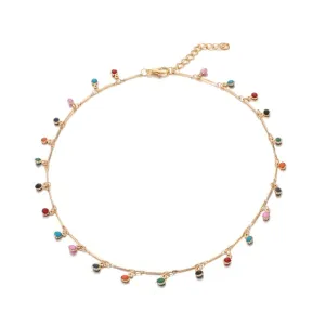 Tocona Bohemian Colorful Beaded Necklace for Women Charms Tassel Clavicle Chain Chockers Handmade Party Jewelry collares B31203