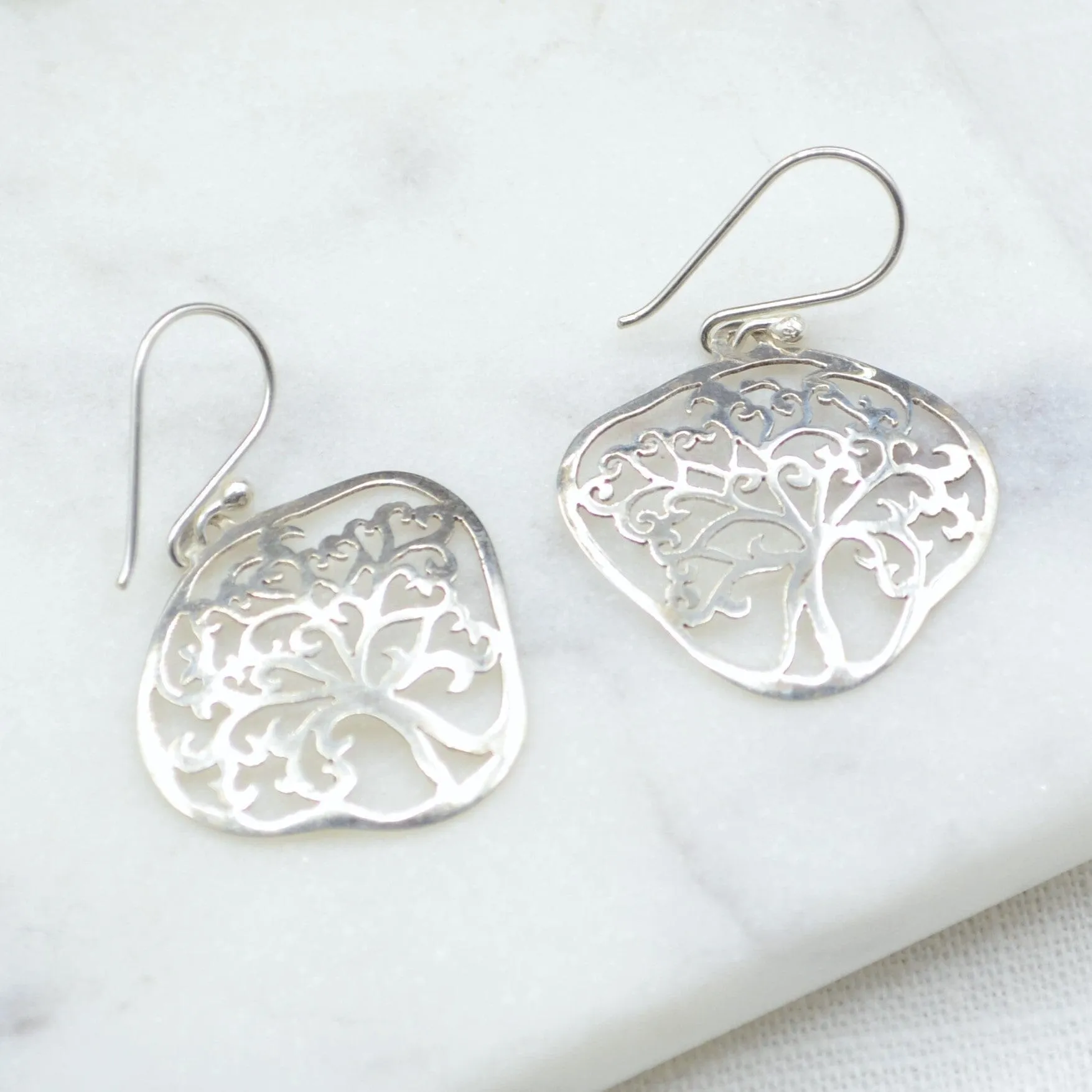 Tree Of Life Silver Earrings