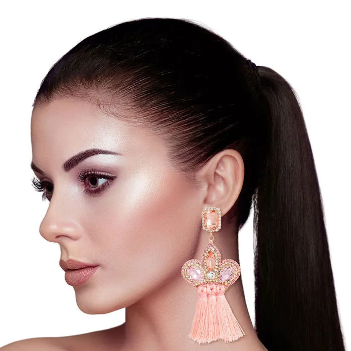 Triple Tassel Stone Earrings