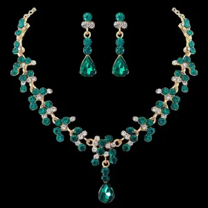 Vintage Female Green Crystal Jewelry Set