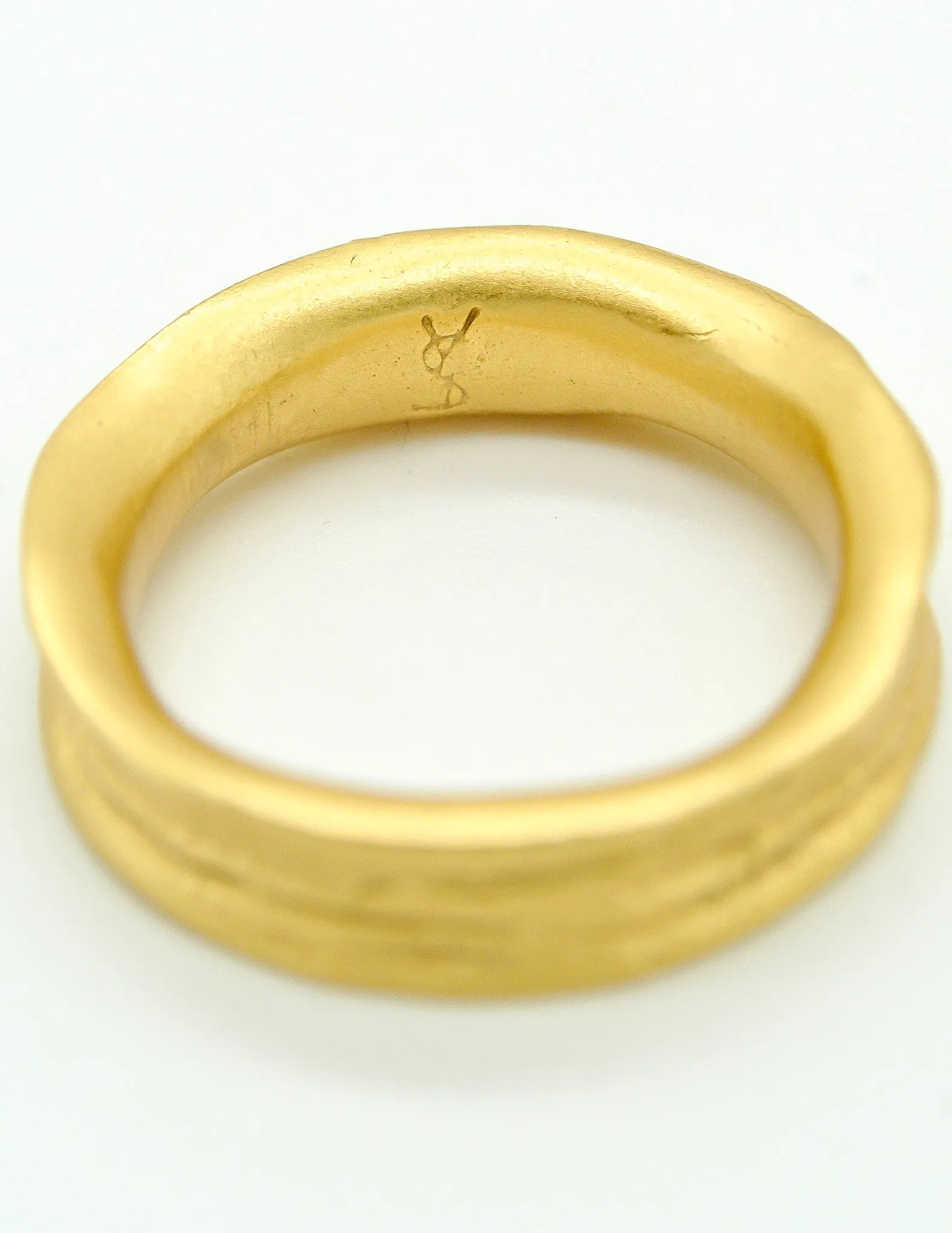 YSL Vintage Gold Carved Artisan Ring