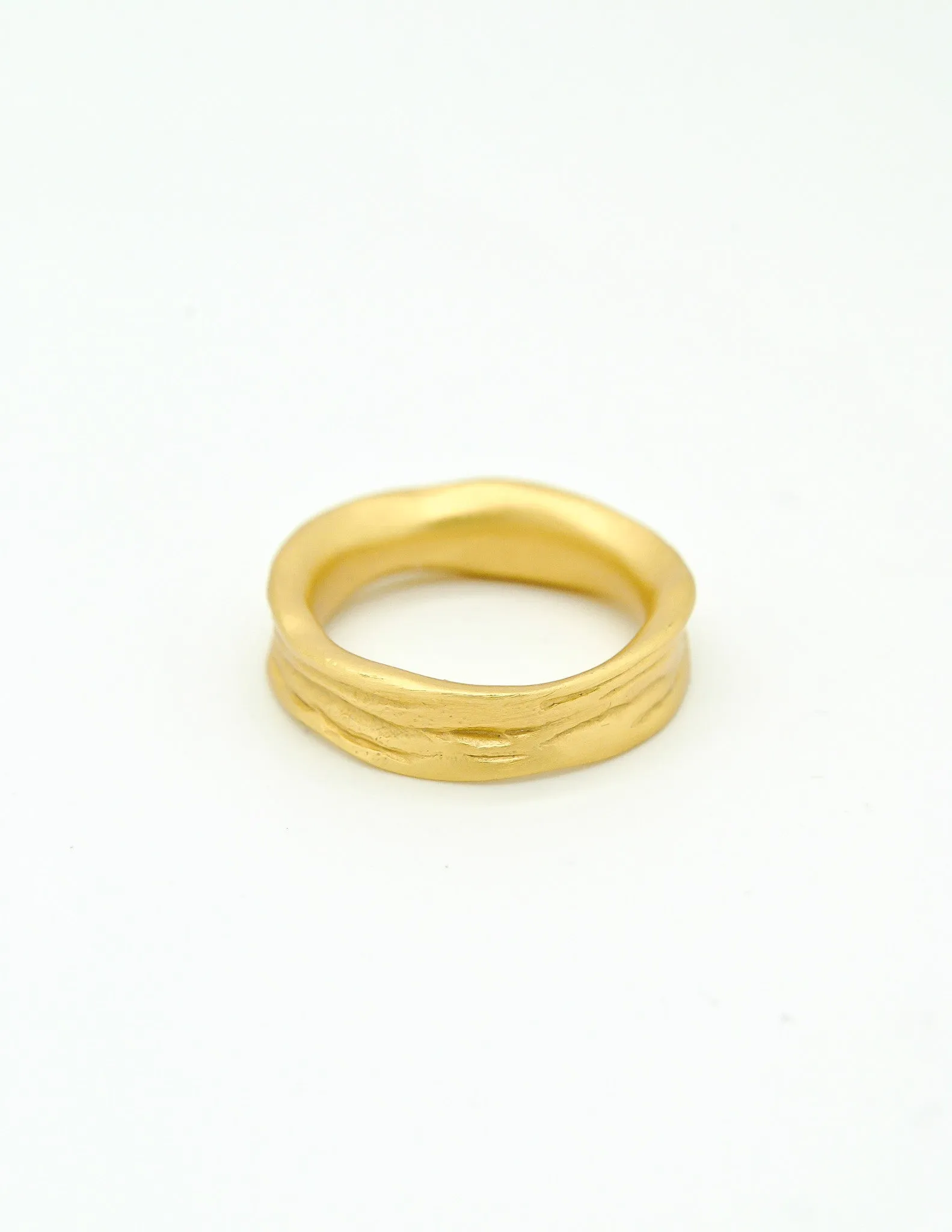 YSL Vintage Gold Carved Artisan Ring