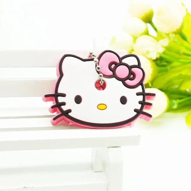 Zoeber 2017 Cartoon cute key cover Anime Minion Hello Kitty Silicone Key chains Funny animal key Holder caps keychain