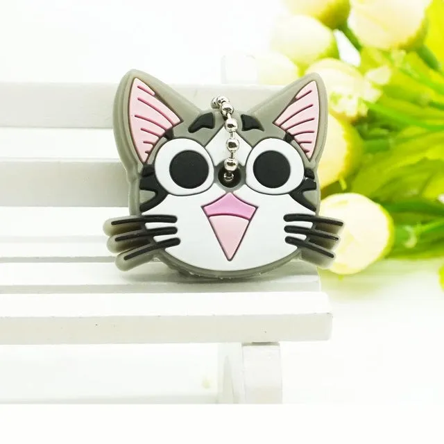 Zoeber 2017 Cartoon cute key cover Anime Minion Hello Kitty Silicone Key chains Funny animal key Holder caps keychain