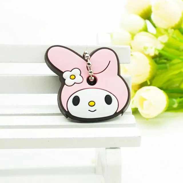 ZOEBER  New Anime hello kitty Cartoon Garfield Key Cover cute Garfield Owl Mario Keychain Marvel Silicone Holder minie key Ring