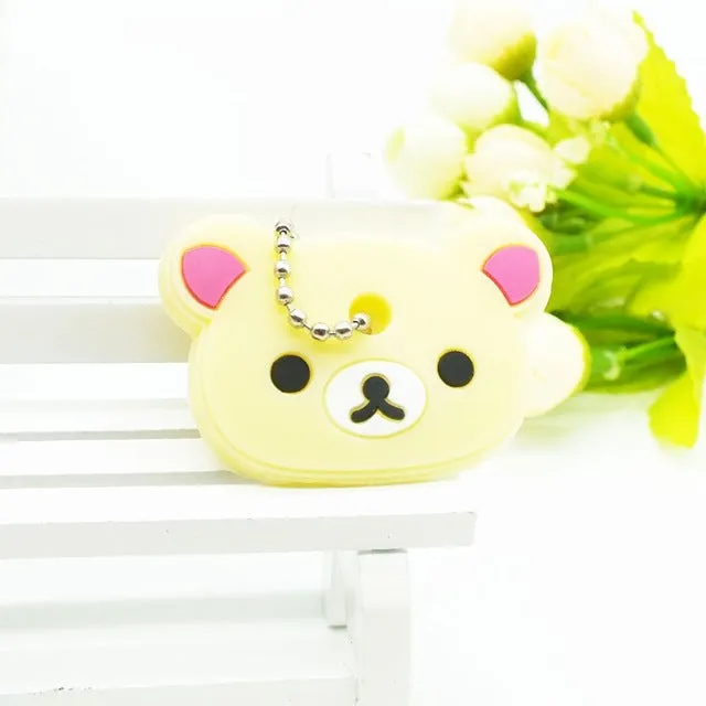 ZOEBER  New Anime hello kitty Cartoon Garfield Key Cover cute Garfield Owl Mario Keychain Marvel Silicone Holder minie key Ring